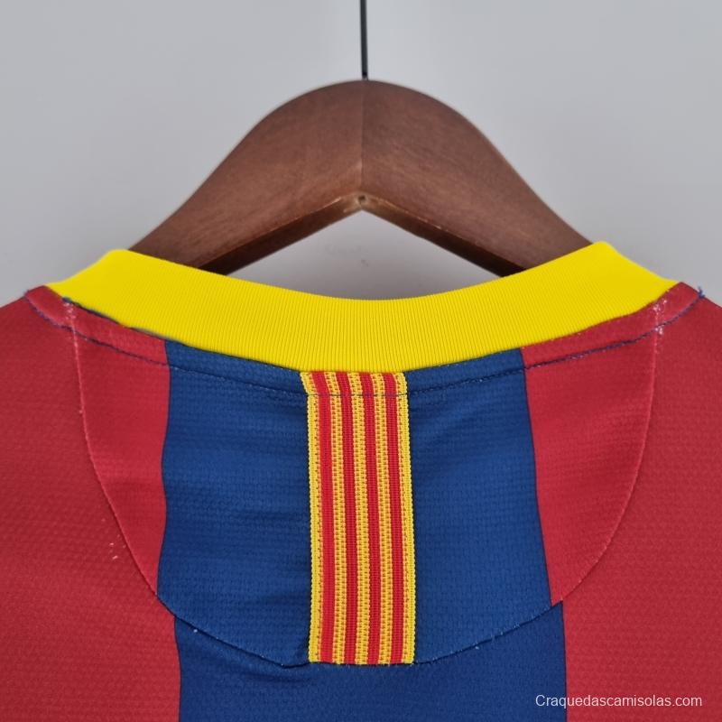 Retro 10/11 Barcelona Long Sleeve Home Soccer Jersey