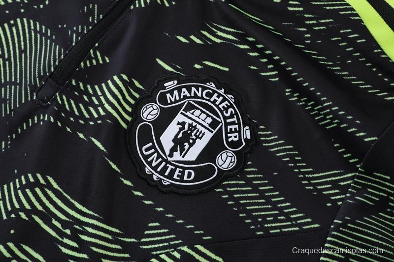 2023 Manchester United Dark Green Half Zipper Tracksuit