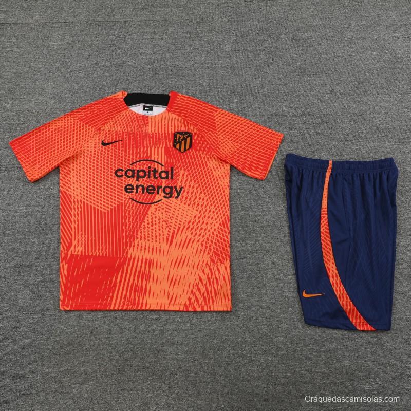 23 24 Atletico Madrid Orange Short Sleeve+Shorts