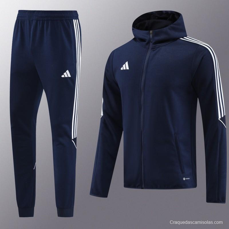 2023 Adidas Navy Hoodie Full Zipper Jacket +Pants