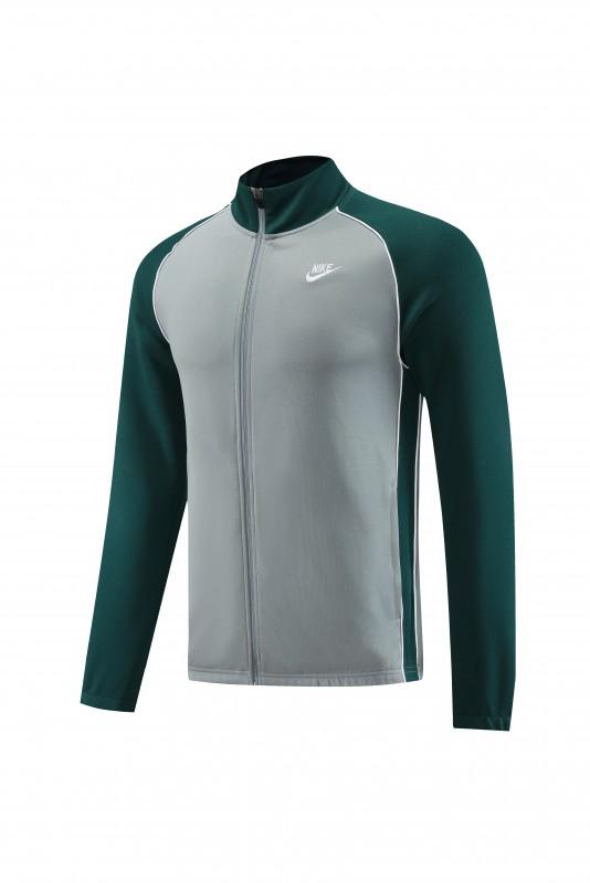 2023 NIKE Grey/Dark Green Hoodie Full Zipper Jacket +Pants