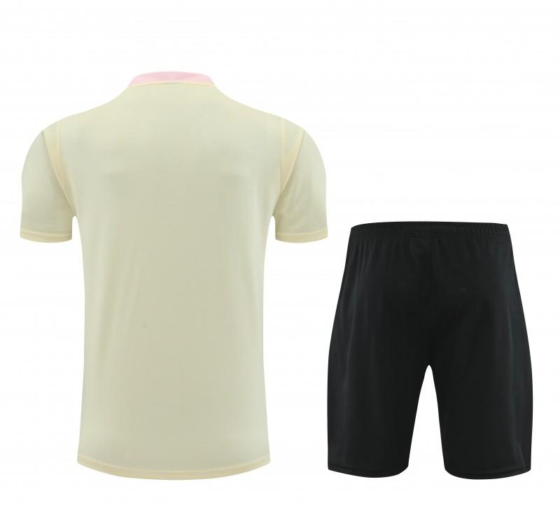 23/24 PSG Beige/Pink Cotton Short Sleeve Jersey+Shorts